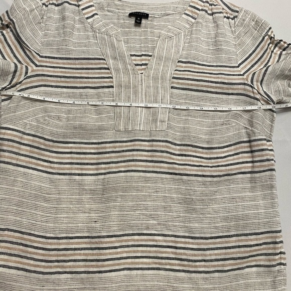 Talbots Womens Striped 100% Linen Tie-Sleeve Gray
Beige Top Size Medium - Picture 6 of 11